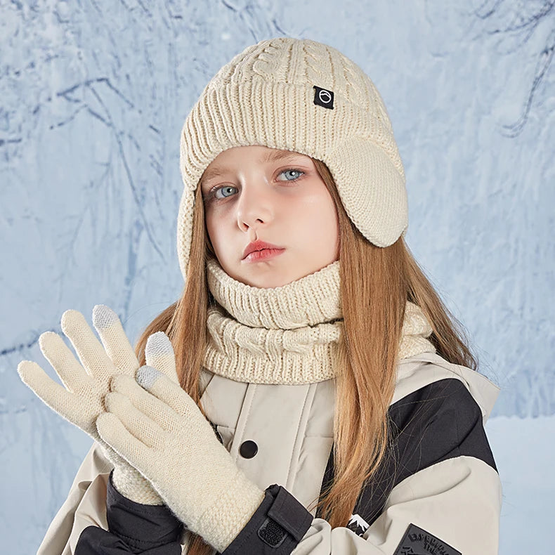 Warm Earflap Beanie Set – Boys & Girls 3-in-1 Bianca Australia