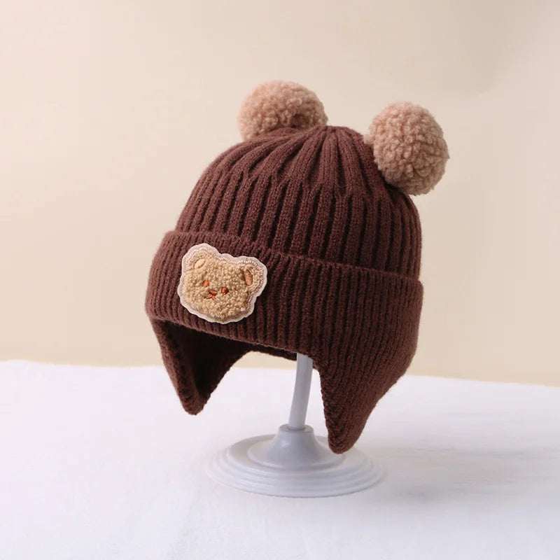 Cartoon Bear Knit Hat – Ear Protection for Babies Bianca Australia