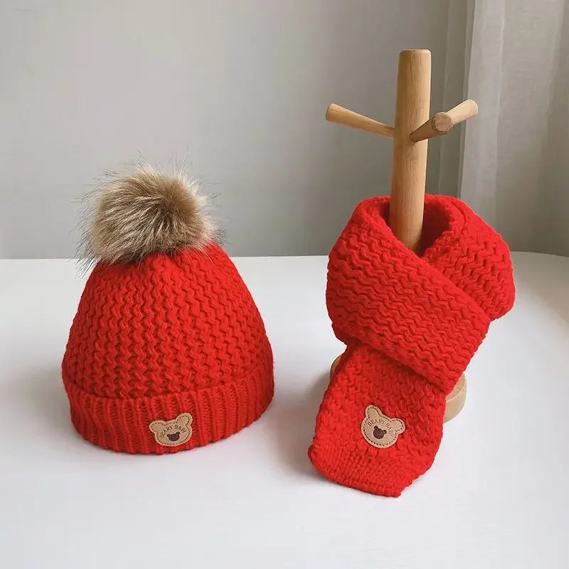 Kids’ Bear Knit Hat & Neck Warmer Bianca Australia