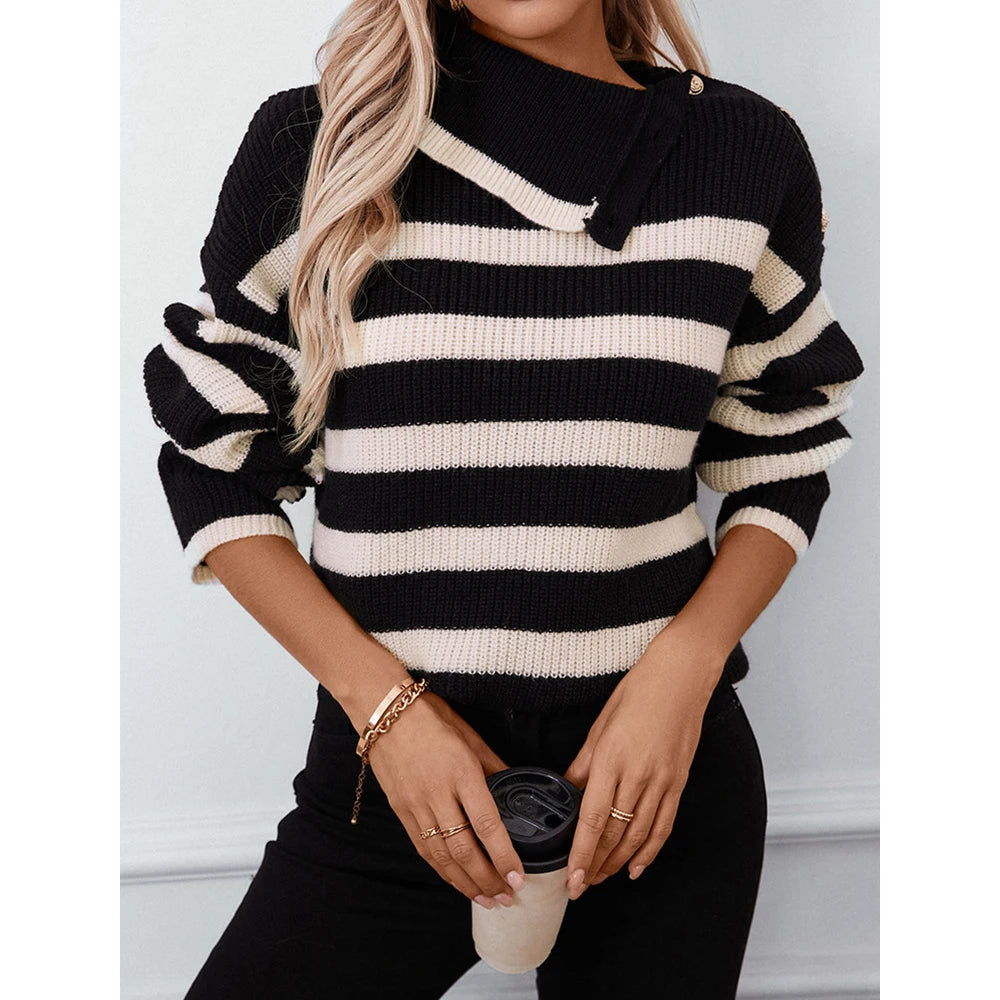 Yuna | Striped Crew Neck Knit Top Bianca Australia