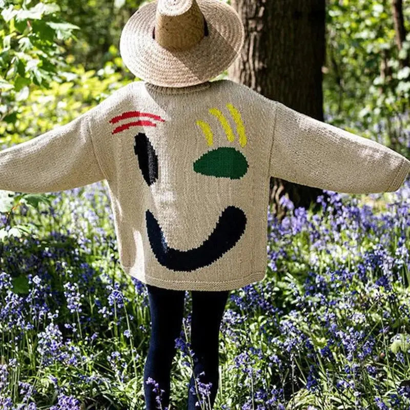 Uma | Boho Smiley Oversized Knit Sweater Bianca Australia