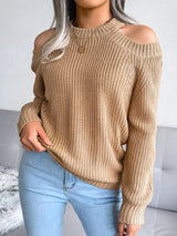 Isla | Off-Shoulder Knit Sweater in Solid Colour Bianca Australia