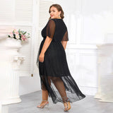 Plus Size Beaded Mesh V-Neck Gown Bianca Australia