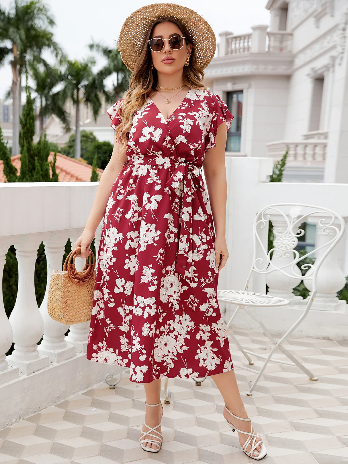 Floral Pleated Maxi Dress