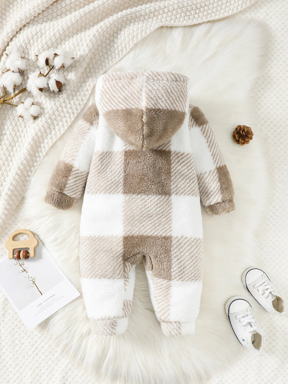 Plaid Hooded Baby Romper – Warm & Cosy Winter Bianca Australia
