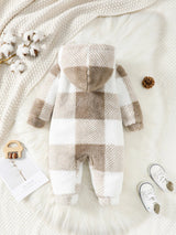Plaid Hooded Baby Romper – Warm & Cosy Winter Bianca Australia