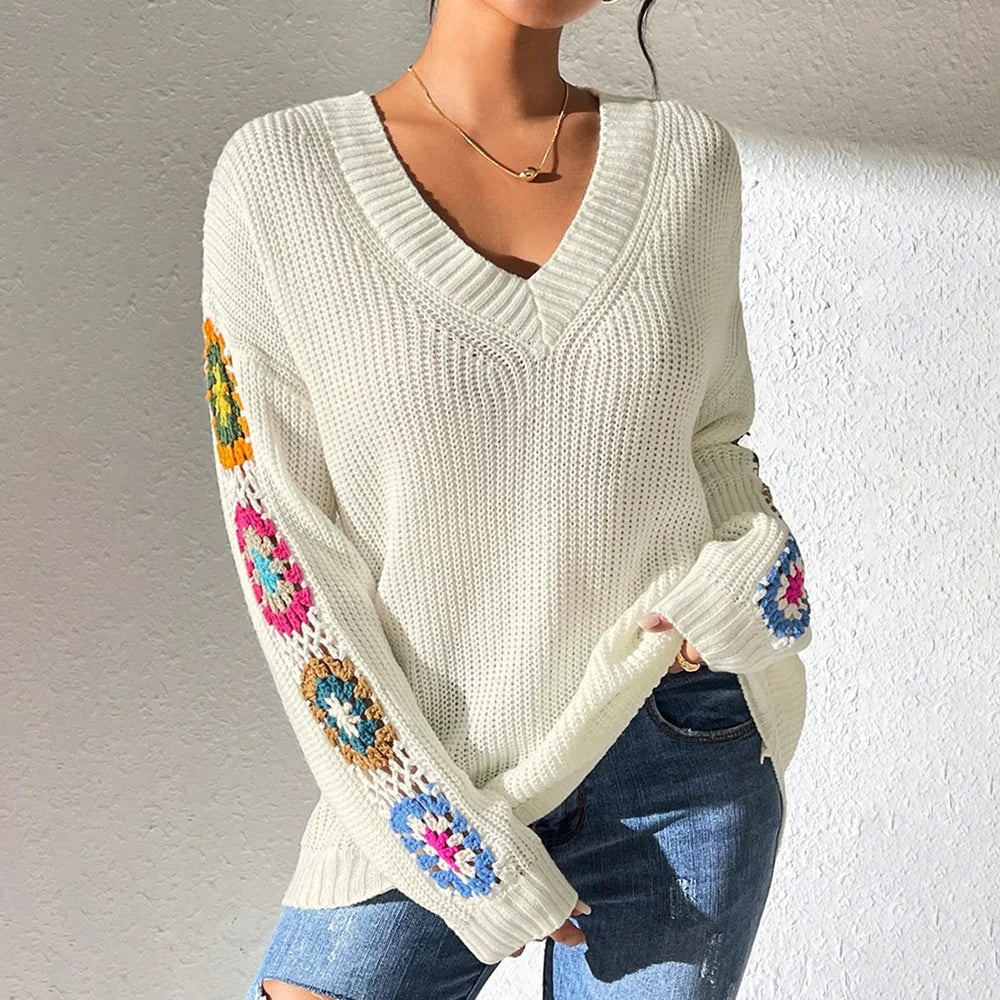 Alba | Printed V-Neck Office Sweater Bianca Australia