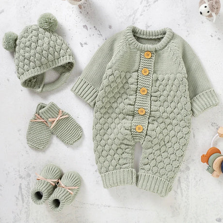 Newborn Knit Ensemble – 4Pcs Warm & Unisex - Bianca Australia