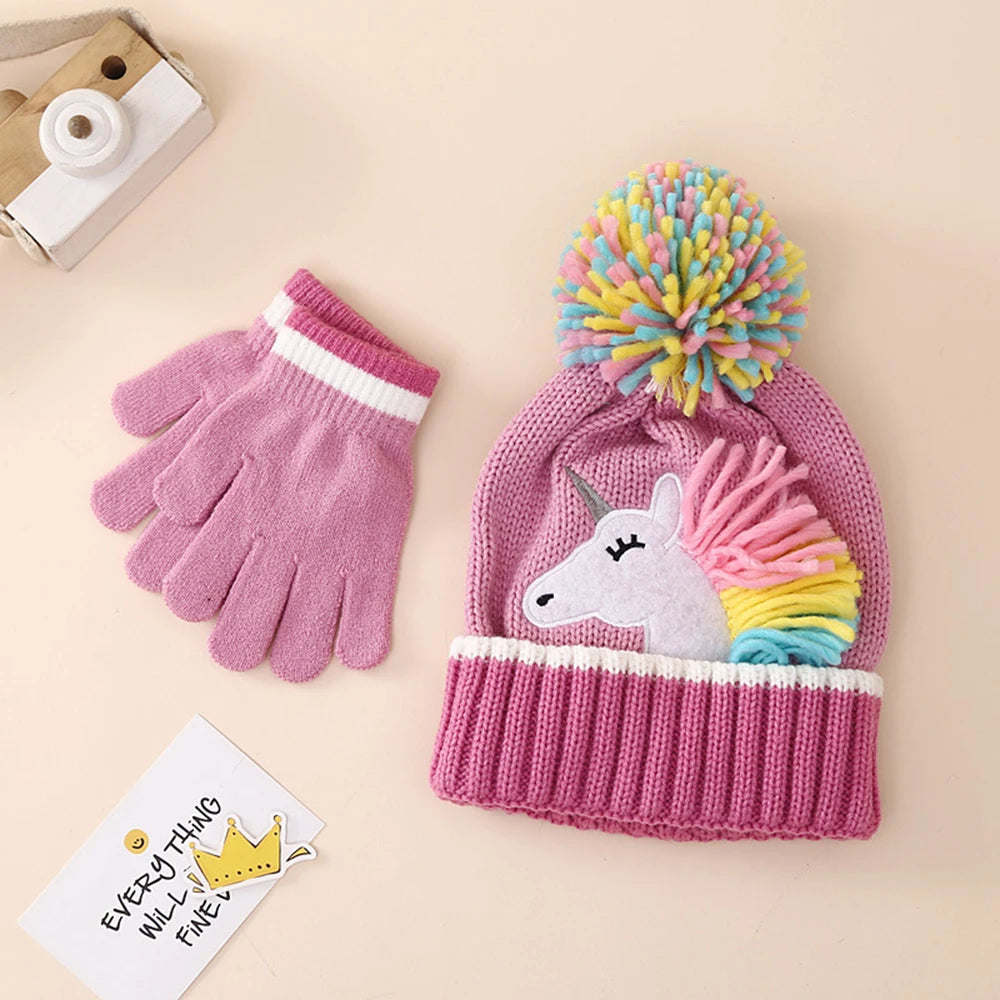 Girls’ Warm Unicorn Beanie & Gloves Set Bianca Australia