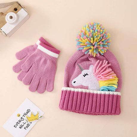 Girls’ Warm Unicorn Beanie & Gloves Set Bianca Australia