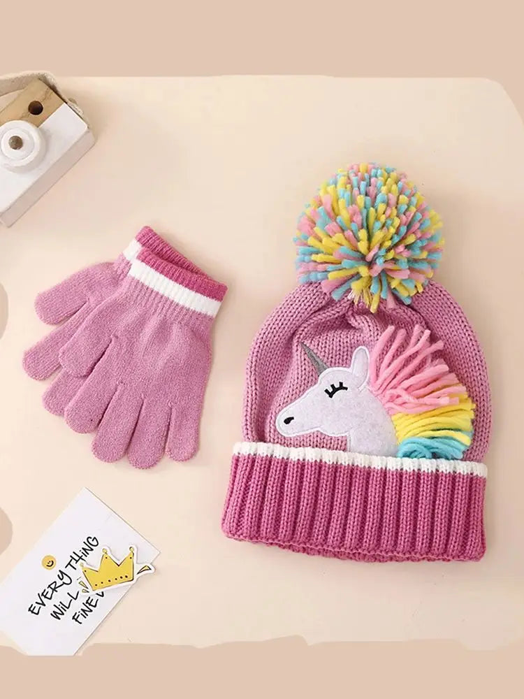 Girls’ Warm Unicorn Beanie & Gloves Set Bianca Australia