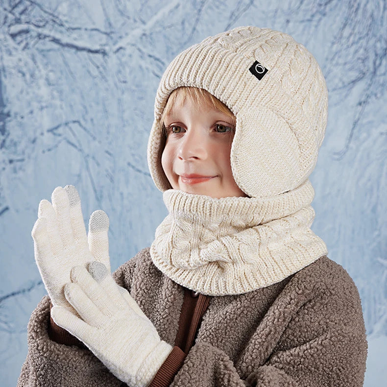 Warm Earflap Beanie Set – Boys & Girls 3-in-1 Bianca Australia