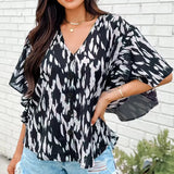 Plus Size Polka Dot V Neck Cardigan