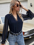 Lace V Neck Jacquard Chiffon Top
