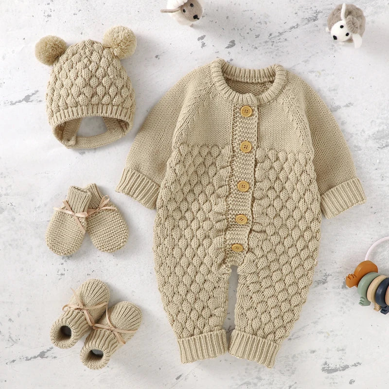 Newborn Knit Ensemble – 4Pcs Warm & Unisex - Bianca Australia