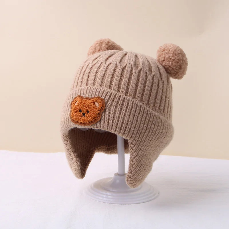 Cartoon Bear Knit Hat – Ear Protection for Babies Bianca Australia