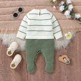 Footed Knit Baby Romper – Striped & Cosy Fit - Bianca Australia