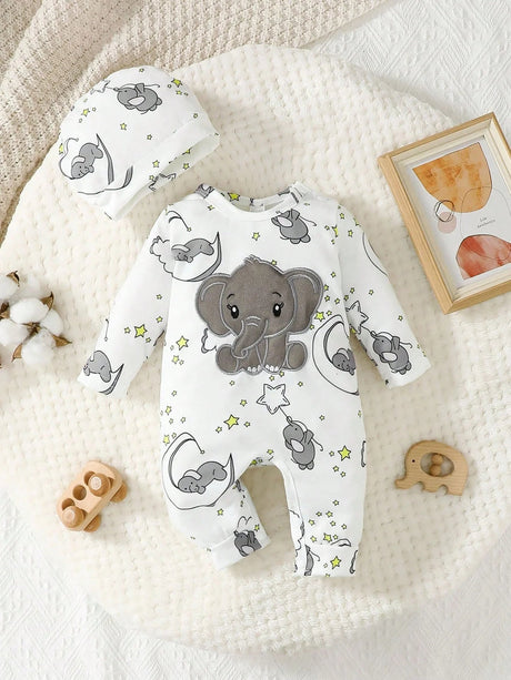 Elephant Baby Romper Set – 2-Piece with Hat Bianca Australia