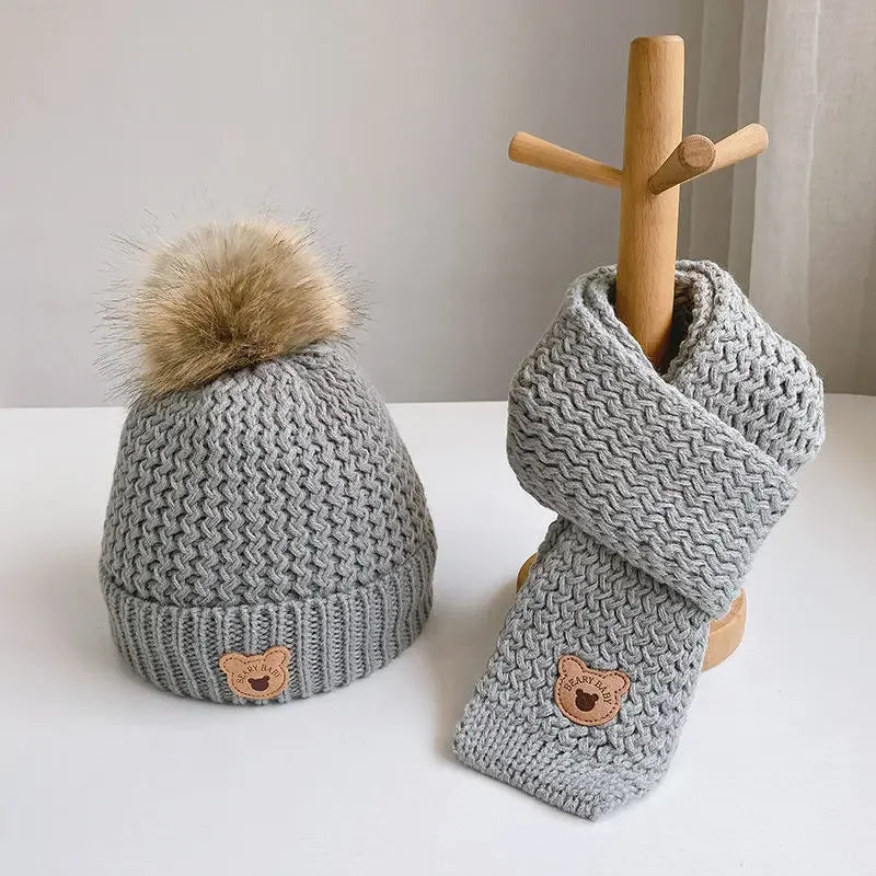 Kids’ Bear Knit Hat & Neck Warmer Bianca Australia