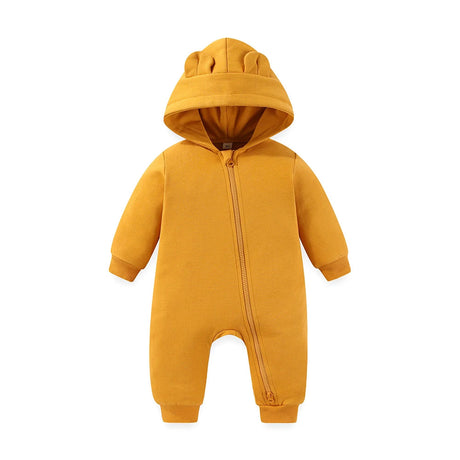 Solid Baby Hooded Romper – Warm & Zipped Style Bianca Australia