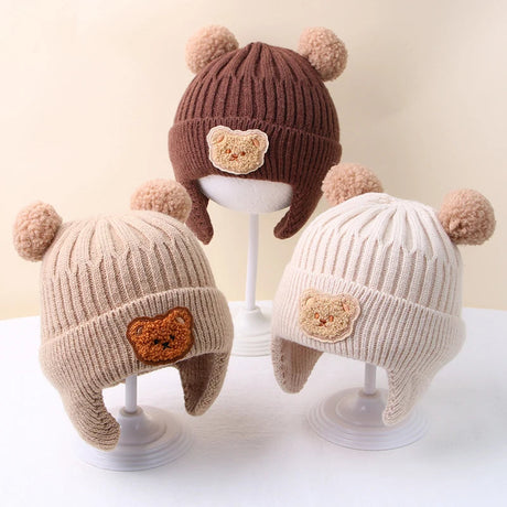 Cartoon Bear Knit Hat – Ear Protection for Babies Bianca Australia