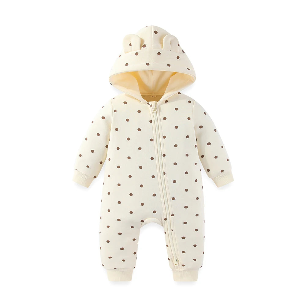 Solid Baby Hooded Romper – Warm & Zipped Style Bianca Australia