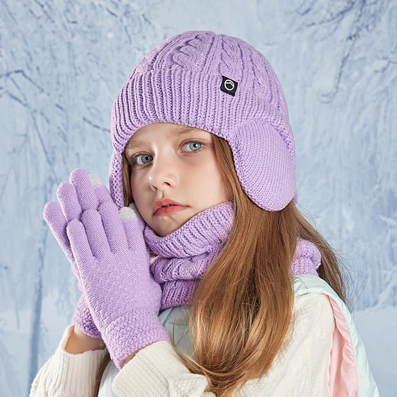 Warm Earflap Beanie Set – Boys & Girls 3-in-1 Bianca Australia