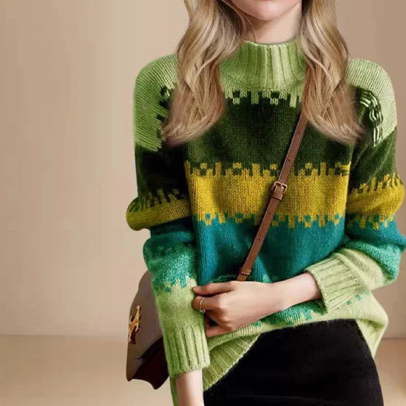Riley | Thick Striped High-Neck Knit Sweater Bianca Australia