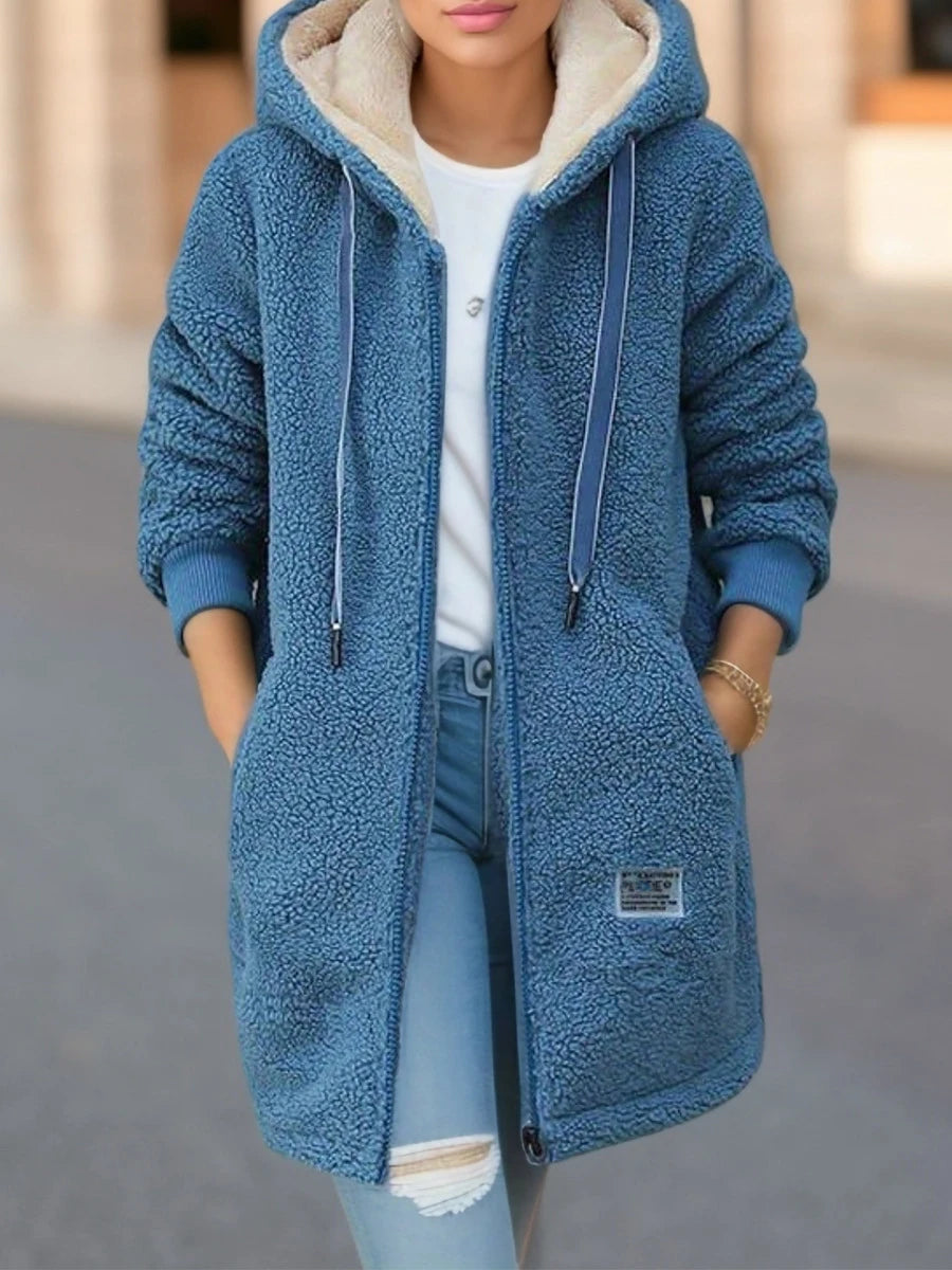 Mira | Fleece-Lined Hoodie Cardigan in Lamb Wool Style Bianca Australia