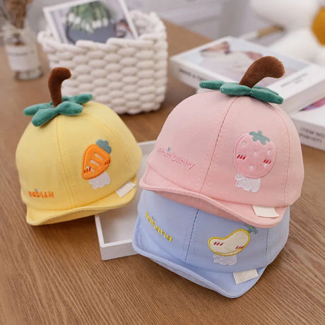 Fruit Embroidered Baby Cap – Summer Soft Brim Bianca Australia