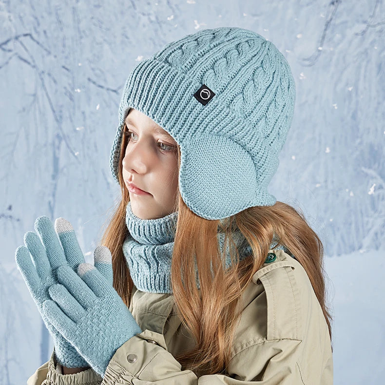 Warm Earflap Beanie Set – Boys & Girls 3-in-1 Bianca Australia