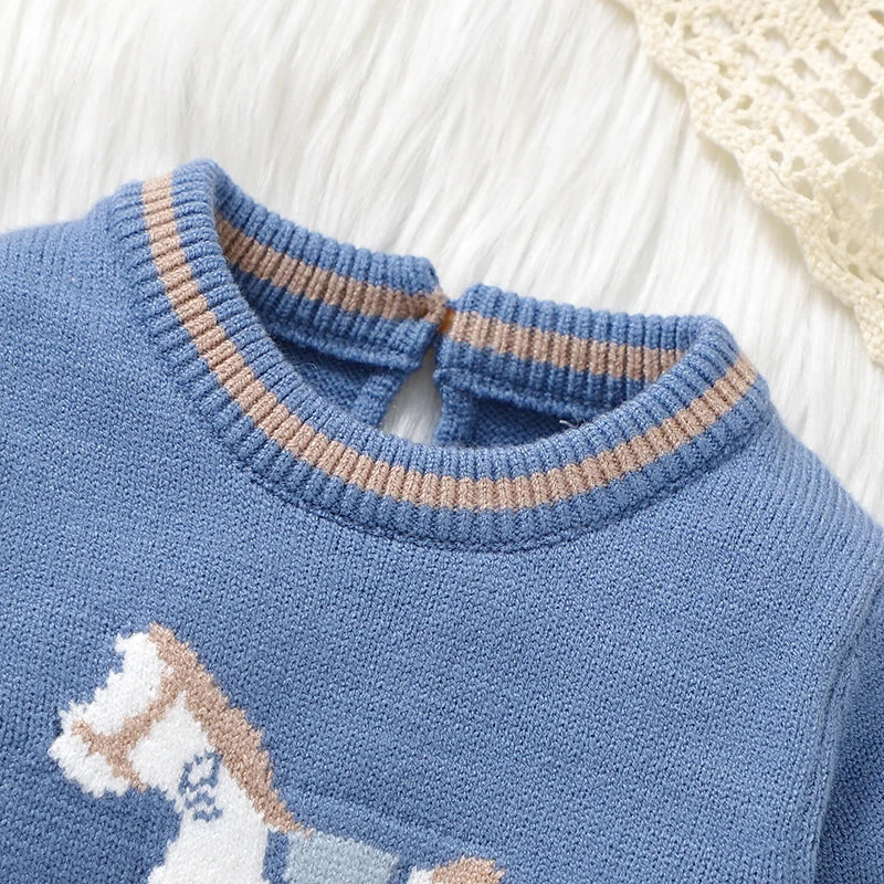 Blue Knit Baby Romper – Cosy & Unisex Style Bianca Australia