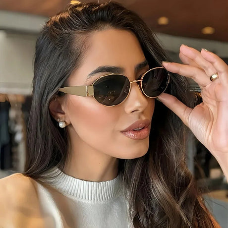 Trendy Oval Metal Sunglasses Workoutry
