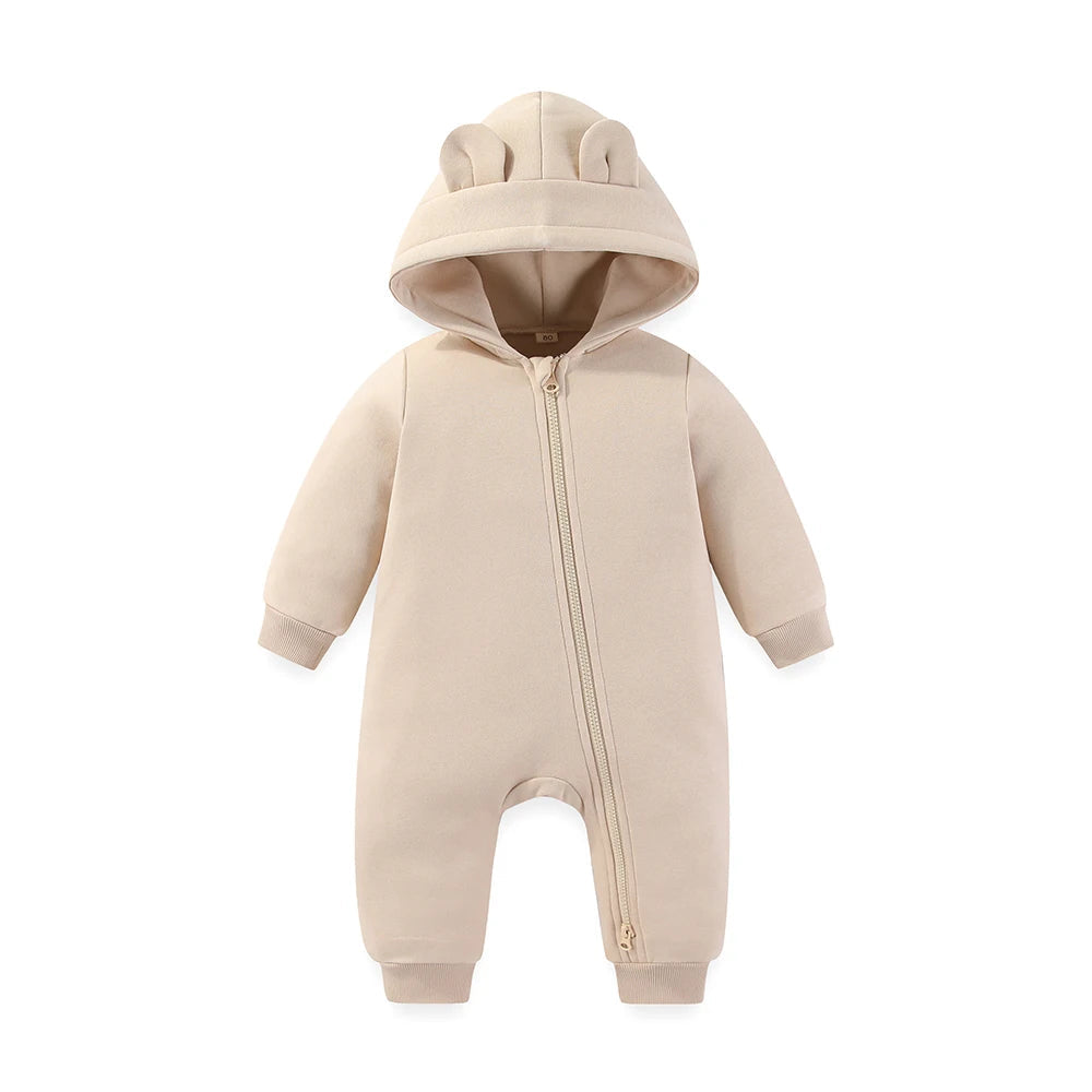 Solid Baby Hooded Romper – Warm & Zipped Style Bianca Australia