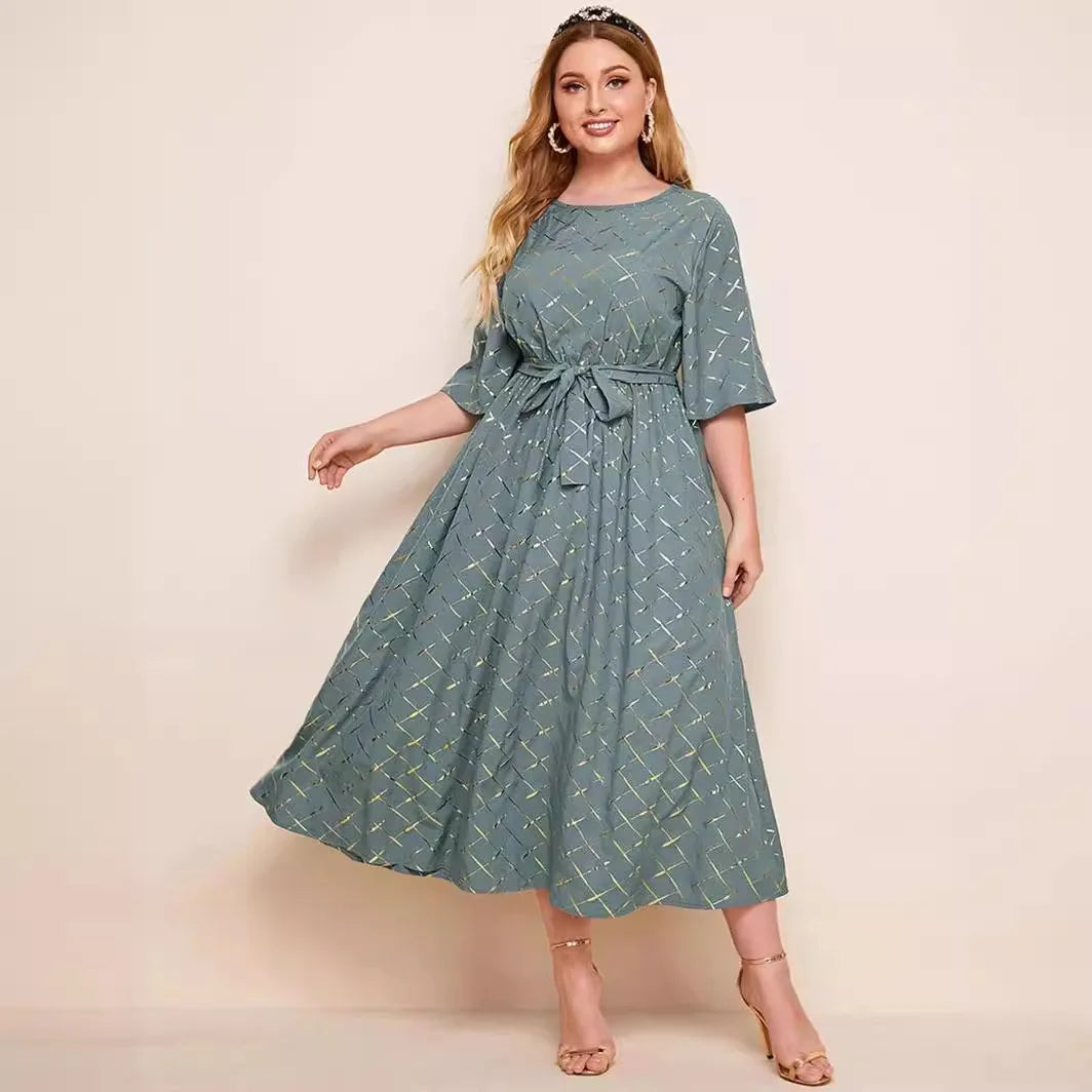 Sage Check Maxi Dress