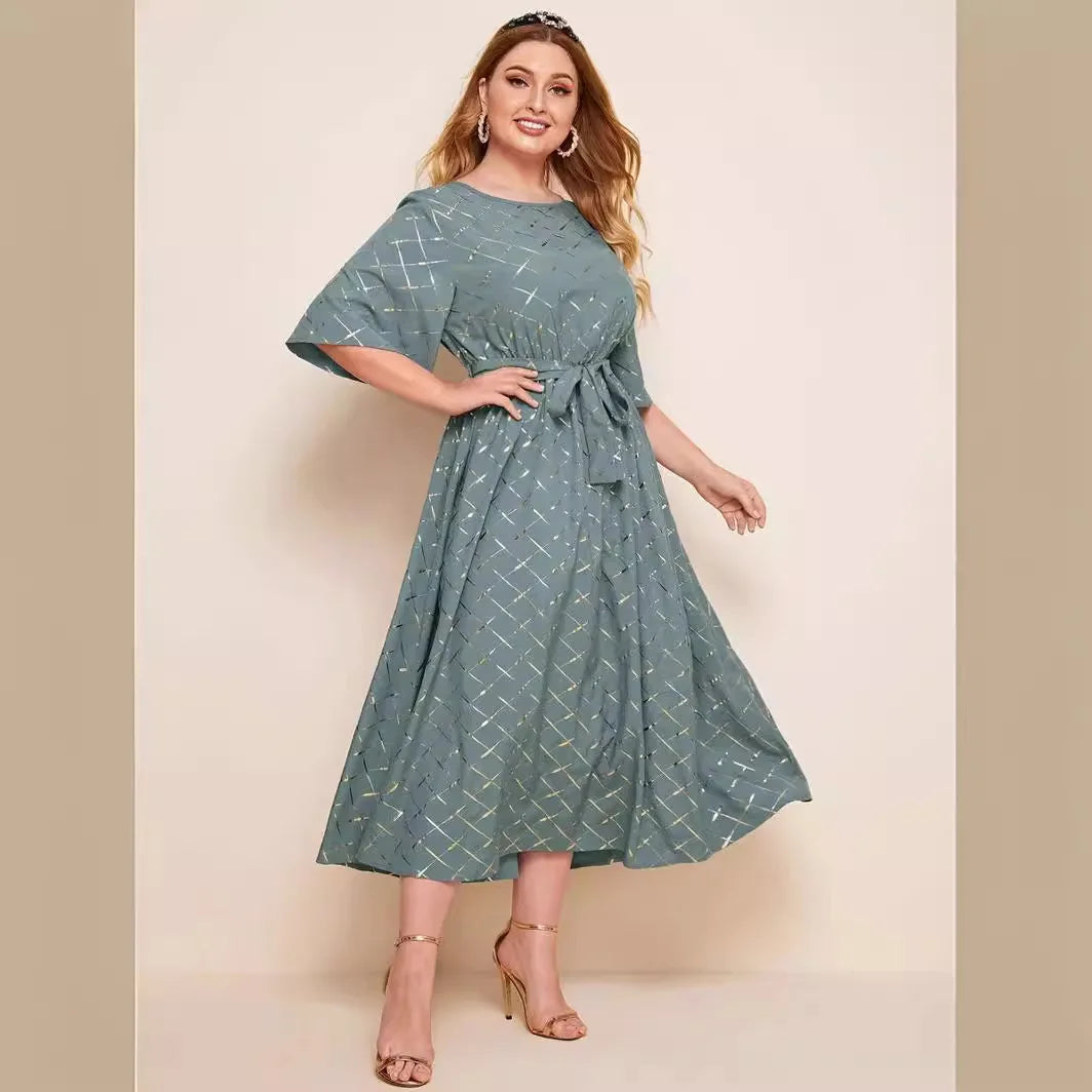 Sage Check Maxi Dress 3