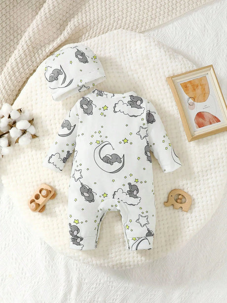 Elephant Baby Romper Set – 2-Piece with Hat Bianca Australia