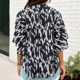 Plus Size Polka Dot V Neck Cardigan