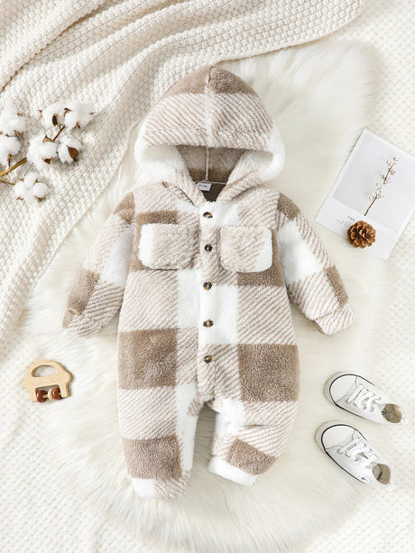 Plaid Hooded Baby Romper – Warm & Cosy Winter Bianca Australia