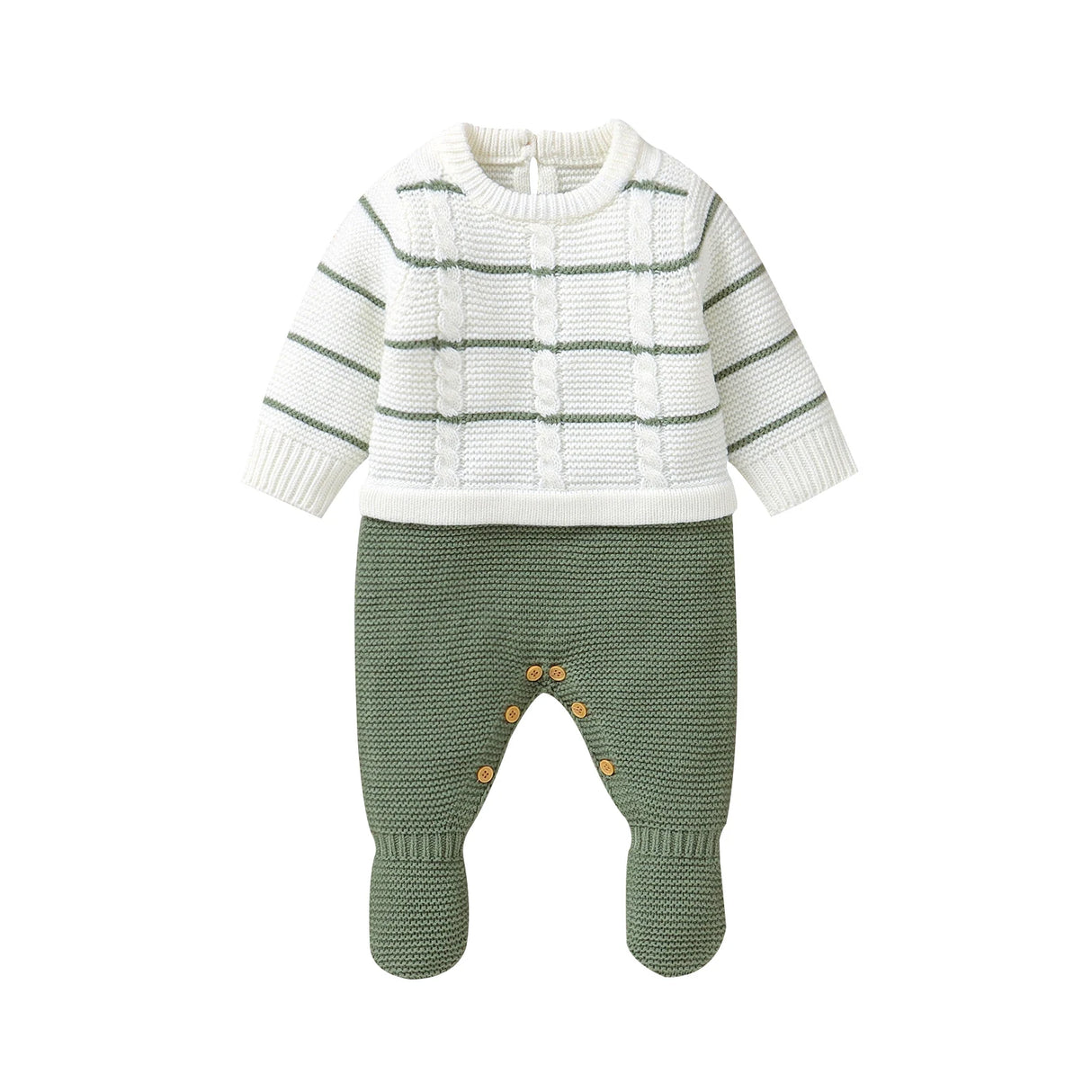 Footed Knit Baby Romper – Striped & Cosy Fit - Bianca Australia
