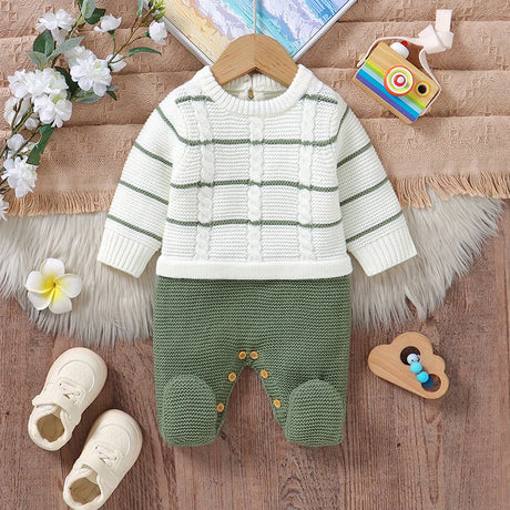 Footed Knit Baby Romper – Striped & Cosy Fit - Bianca Australia