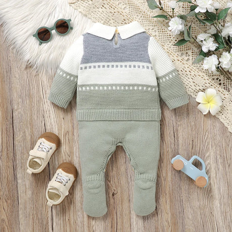 Striped Knit Baby Romper – Cosy Autumn Style - Bianca Australia