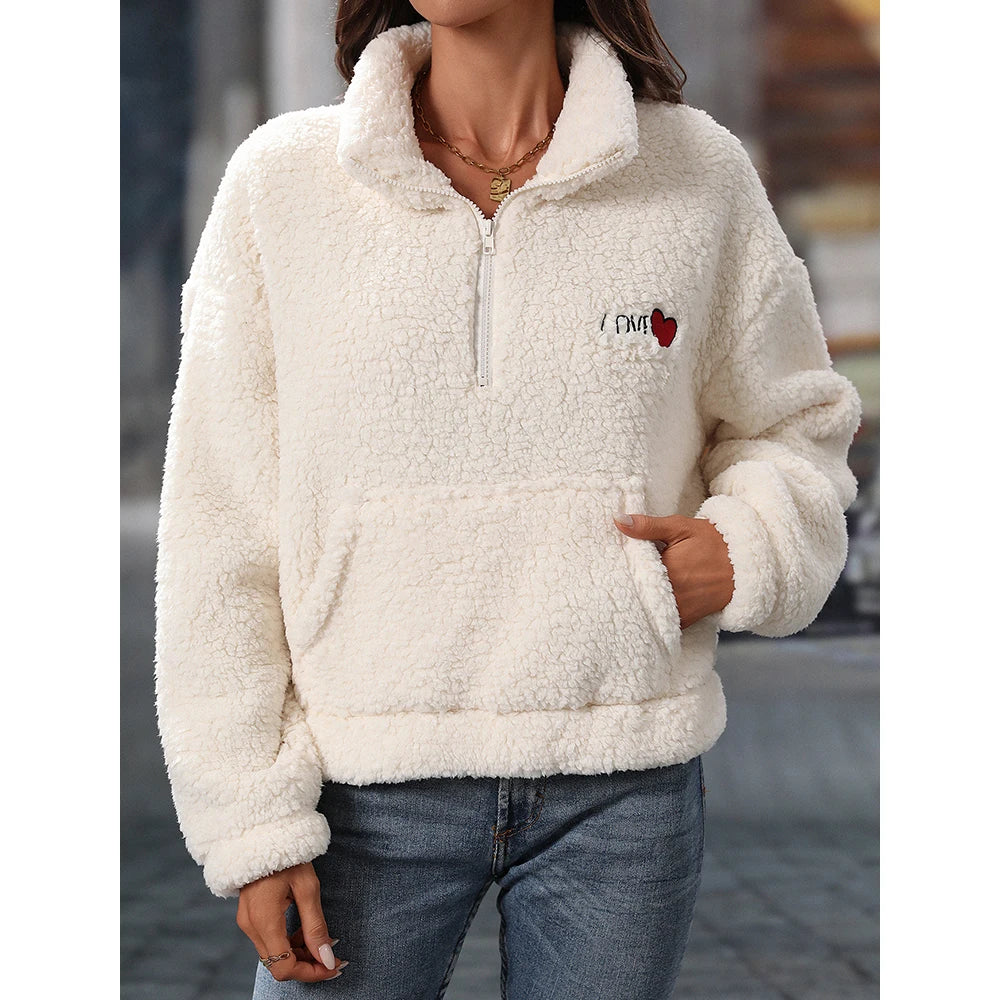 Sohee | Korean Letter Print Zip Sweatshirt Bianca Australia