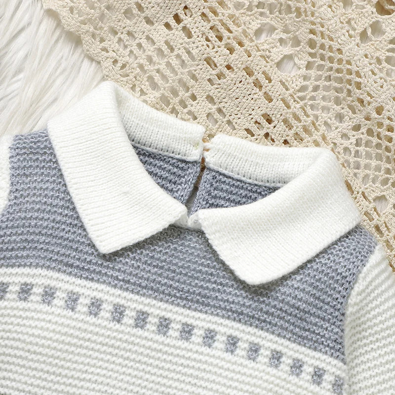 Striped Knit Baby Romper – Cosy Autumn Style - Bianca Australia