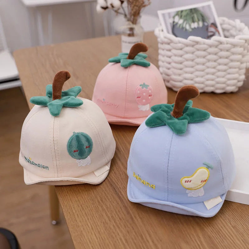 Fruit Embroidered Baby Cap – Summer Soft Brim Bianca Australia