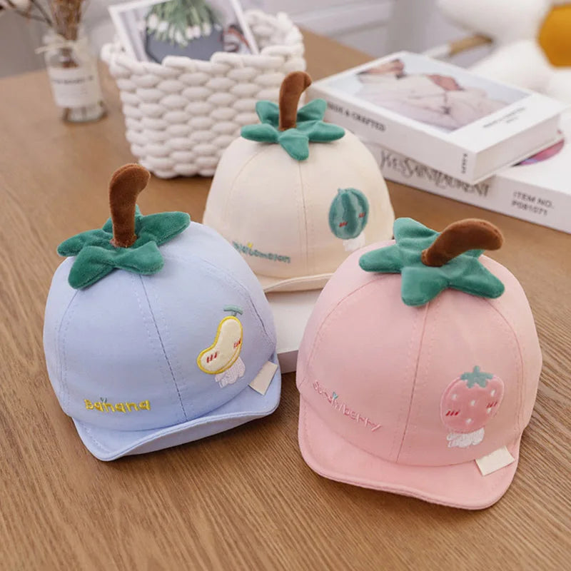 Fruit Embroidered Baby Cap – Summer Soft Brim Bianca Australia