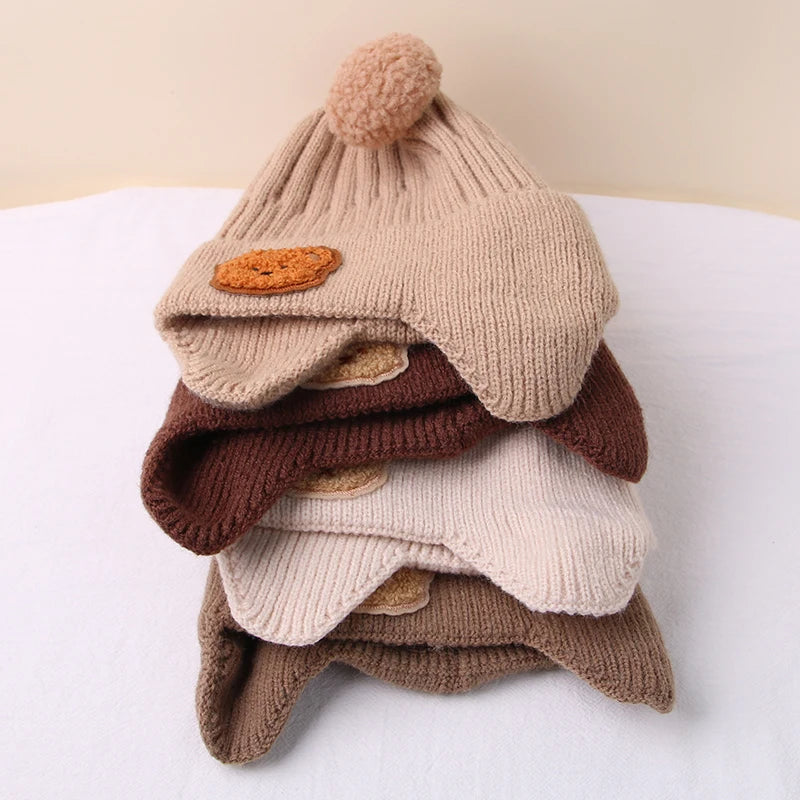 Cartoon Bear Knit Hat – Ear Protection for Babies Bianca Australia