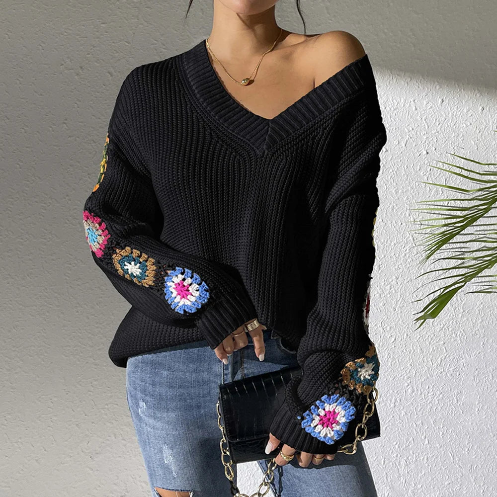 Alba | Printed V-Neck Office Sweater Bianca Australia
