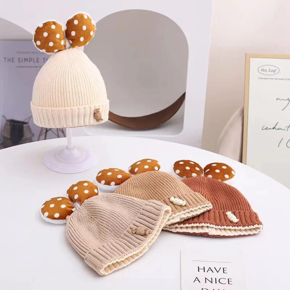 Polka Dot Baby Beanie with Bow – Warm & Cosy Bianca Australia