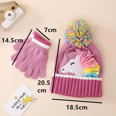 Girls’ Warm Unicorn Beanie & Gloves Set Bianca Australia